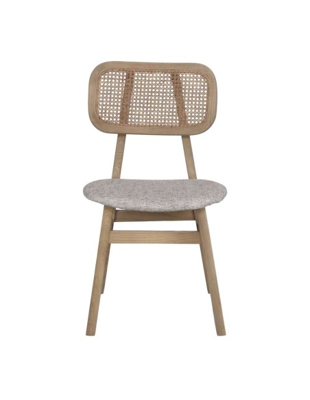 Silla BORIS, Madera / Textil Beige / Ratán Natural. Vackart