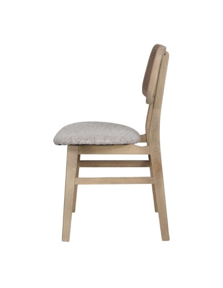 Silla BORIS, Madera / Textil Beige / Ratán Natural. Vackart