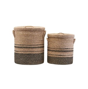 Set 2 Cestas con Tapa LAUNDRY, Algas Marinas / Yute - House Doctor. Los modernos complementos decorativos de House Doctor solo en Vackart, tu tienda de diseño online.