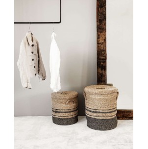 Set 2 Cestas con Tapa LAUNDRY, Algas Marinas / Yute - House Doctor. Vackart 2