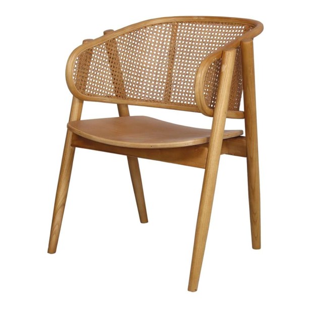 Silla con Brazos YUMAK, Madera / Ratán Natural. Vackart