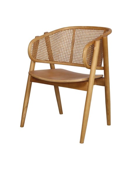 Silla con Brazos YUMAK, Madera / Ratán Natural. Vackart