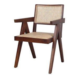 Silla con Brazos CHANDIGARH, Madera Marrón / Ratán Natural - Vackart. Las más exclusivas y modernas sillas de diseño nórdico en Vackart, tu tienda diseño.