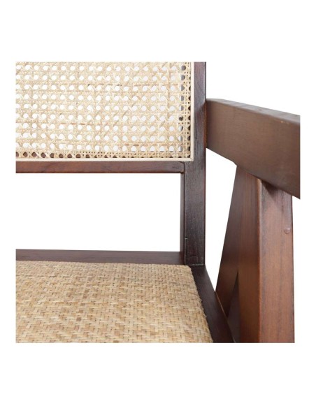 Silla con Brazos CHANDIGARH, Madera Marrón / Ratán Natural. Vackart