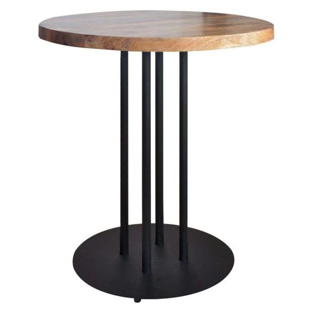 Mesa GINFIZZ Ø70x72 cm, Madera Natural / Metal Negro. Vackart