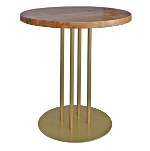 Mesa GINFIZZ Ø70x72 cm, Madera Natural / Metal Oro - Vackart. Modernas y exclusivas mesas de diseño nórdico en Vackart, tu tienda de diseño online.