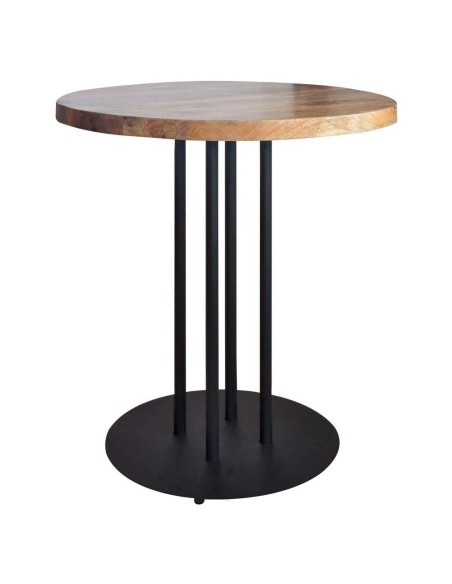 Mesa GINFIZZ Ø70x102 cm, Madera Natural / Metal Negro. Vackart