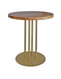 Mesa GINFIZZ Ø70x102 cm, Madera Natural / Metal Oro