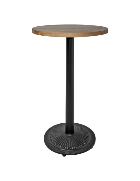 Mesa Alta MOSORU Ø70x107,5 cm, Madera Natural / Metal Negro. Vackart