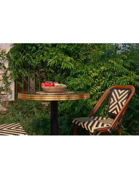 Mesa Alta MOSORU Ø70x107,5 cm, Madera Natural / Metal Negro. Vackart