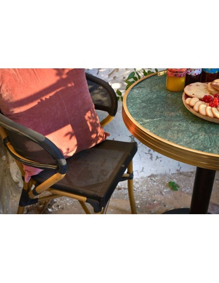 Mesa Alta MOSORU Ø70x107,5 cm, Madera Natural / Metal Negro. Vackart