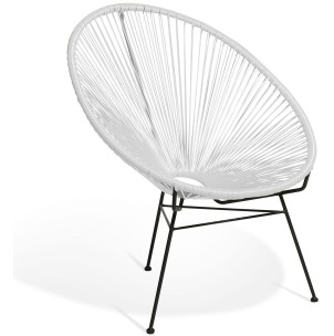 Elegante silla de diseño Acapulco blanco, ideal para interior y exterior, famosa silla icono del diseño de gran comodidad y mucha personalidad