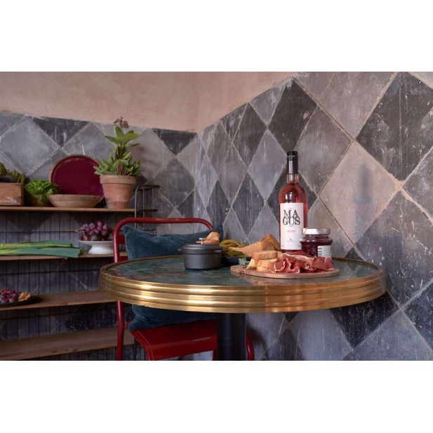 Mesa Alta MOSORU Ø70x107,5 cm, Madera Natural / Metal Negro. Vackart