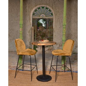 Mesa Alta MOSORU Ø70x107,5 cm, Madera Natural / Metal Negro. Vackart 2