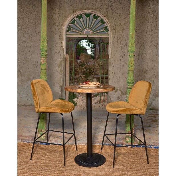 Mesa Alta MOSORU Ø70x107,5 cm, Madera Natural / Metal Negro. Vackart