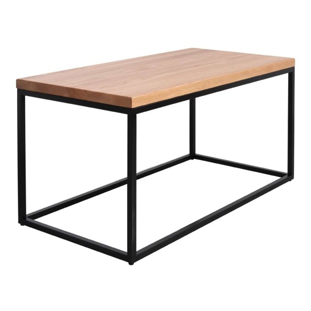 Mesa BALCONY 100x60x75 cm, Madera Natural / Metal Negro. Vackart