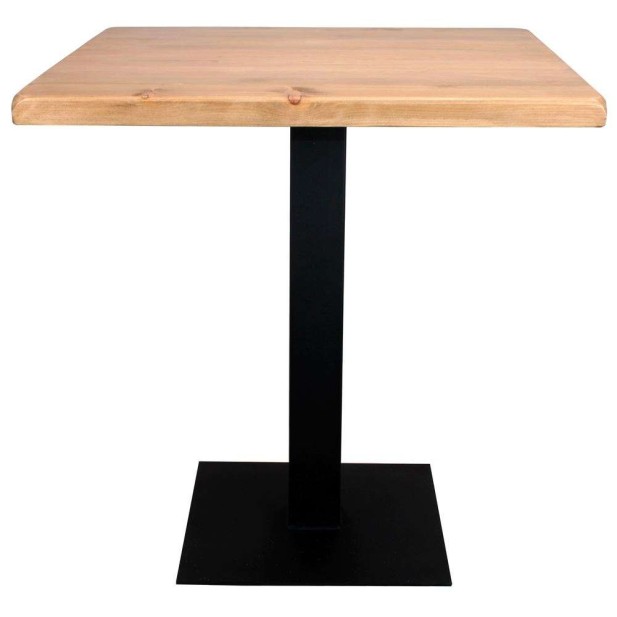 Mesa FERRO 70x70x72 cm, Madera Natural / Metal Negro. Vackart