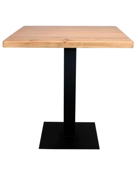 Mesa FERRO 70x70x72 cm, Madera Natural / Metal Negro. Vackart
