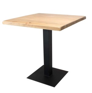 Mesa FERRO 70x70x72 cm, Madera Natural / Metal Negro. Vackart 2