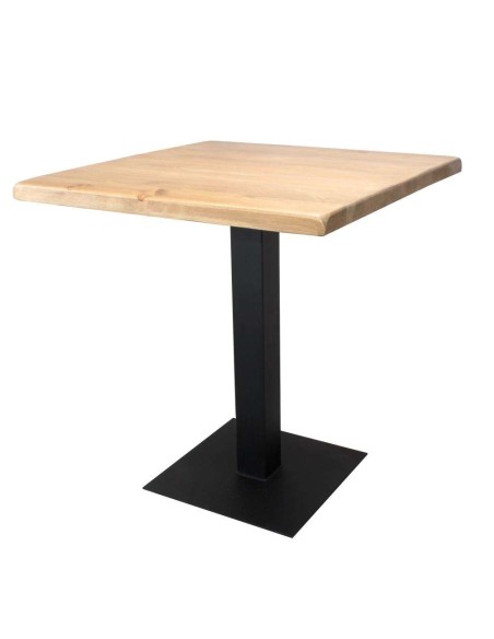 Mesa FERRO 70x70x72 cm, Madera Natural / Metal Negro. Vackart