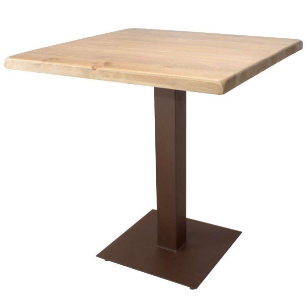 Mesa FERRO 70x70x72 cm, Madera Natural / Metal Óxido. Vackart