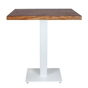 Mesa FERRO 70x70x72 cm, Madera Natural / Metal Blanco - Vackart. Las más exclusivas y modernas mesas de diseño nórdico en Vackart, tu tienda de diseño online.