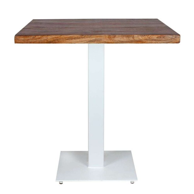 Mesa FERRO 70x70x72 cm, Madera Natural / Metal Blanco. Vackart