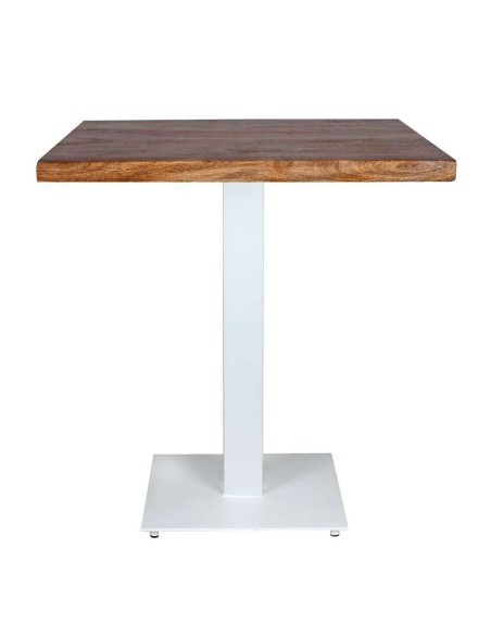 Mesa FERRO 70x70x72 cm, Madera Natural / Metal Blanco. Vackart