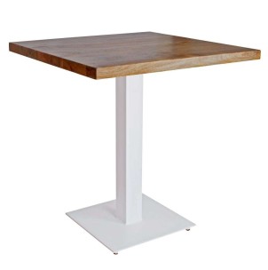 Mesa FERRO 70x70x72 cm, Madera Natural / Metal Blanco. Vackart 2