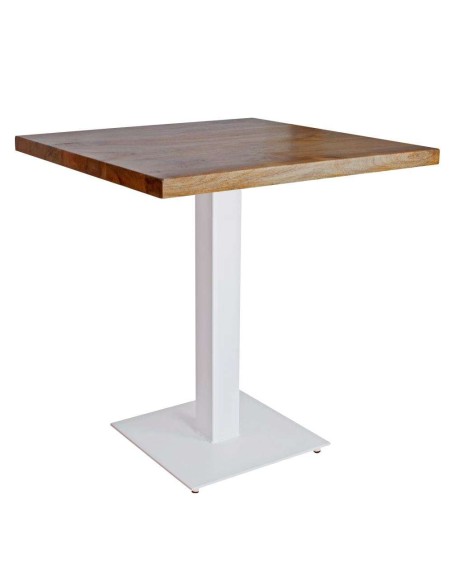 Mesa FERRO 70x70x72 cm, Madera Natural / Metal Blanco. Vackart