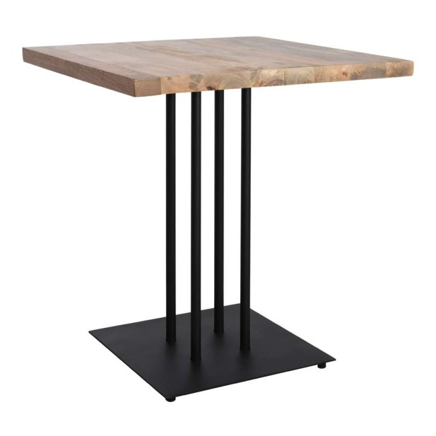 Mesa SIDECAR 70x70x72 cm, Madera Natural / Metal Negro. Vackart