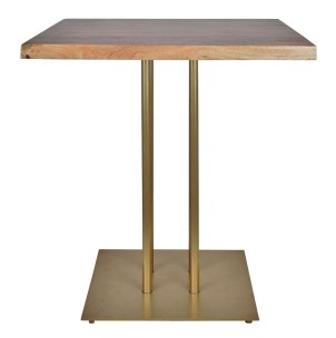 Mesa SIDECAR 70x70x72 cm, Madera Natural / Metal Oro - Vackart. Las más exclusivas y modernas mesas de diseño nórdico en Vackart, tu tienda de diseño online.