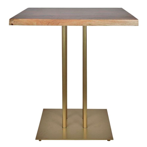 Mesa SIDECAR 70x70x72 cm, Madera Natural / Metal Oro. Vackart