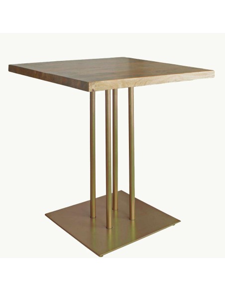Mesa SIDECAR 70x70x72 cm, Madera Natural / Metal Oro. Vackart