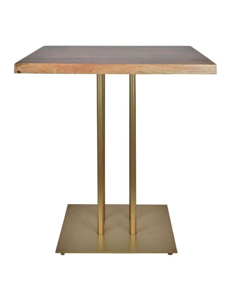 Mesa SIDECAR 70x70x102 cm, Madera Natural / Metal Oro. Vackart