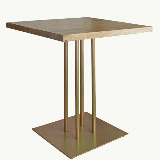 Mesa SIDECAR 70x70x102 cm, Madera Natural / Metal Oro. Vackart