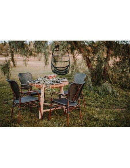 Mesa MILLERY Ø90 cm de Comedor, Madera Teca Natural. Vackart