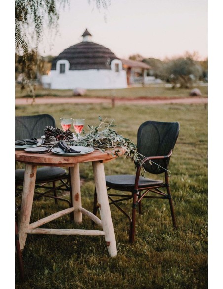 Mesa MILLERY Ø90 cm de Comedor, Madera Teca Natural. Vackart