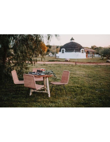 Mesa MILLERY Ø90 cm de Comedor, Madera Teca Natural. Vackart