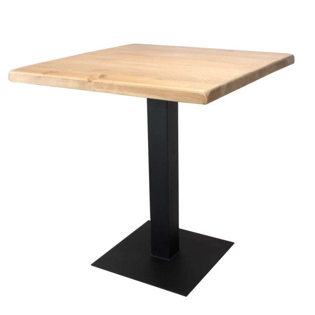 Mesa FERRO 70x70x102 cm, Madera Natural / Metal Negro. Vackart