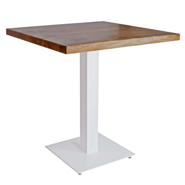 Mesa FERRO 70x70x102 cm, Madera Natural / Metal Blanco. Vackart