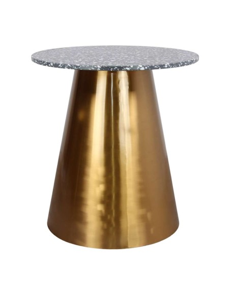 Mesa BETSY Ø70x75 cm, Terrazo Negro / Metal Oro. Vackart