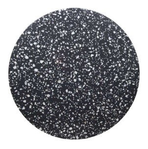 Mesa BETSY Ø70x75 cm, Terrazo Negro / Metal Oro. Vackart 2