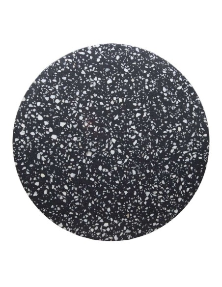 Mesa BETSY Ø70x75 cm, Terrazo Negro / Metal Oro. Vackart