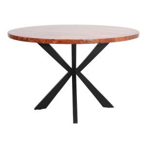 Mesa OKSANA Ø110 cm, Madera Natural / Metal Negro - Vackart. Modernas y exclusivas mesas de diseño nórdico en Vackart, tu tienda de diseño online.