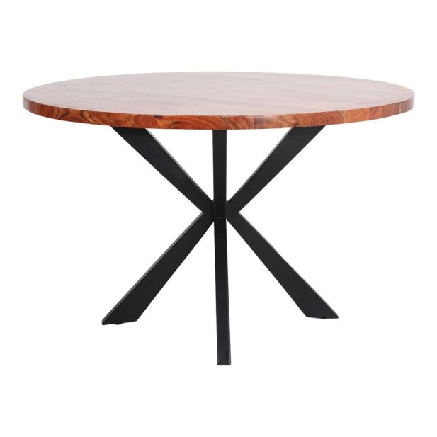 Mesa OKSANA Ø110 cm, Madera Natural / Metal Negro. Vackart