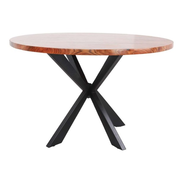 Mesa OKSANA Ø110 cm, Madera Natural / Metal Negro. Vackart