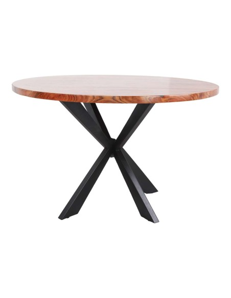 Mesa OKSANA Ø130 cm, Madera Natural / Metal Negro. Vackart