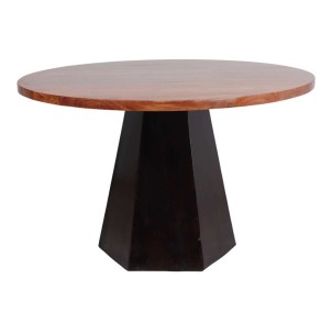 Mesa SASKIA Ø110 cm, Mango Natural / Acacia Negra - Vackart. Modernas y exclusivas mesas de diseño nórdico en Vackart, tu tienda de diseño online.
