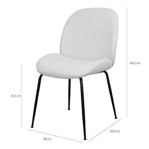 Silla BRANDO, Lana Bouclé Gris / Metal Negro. Vackart